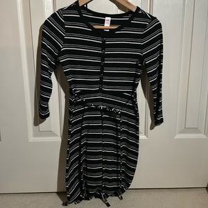 Justice black and white striped dress.